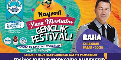Büyükşehir’in Hafta Sonu Gerçekleşecek Gençlik Festivali Konserleri Erciyes Kültür Merkezi’ne Alındı