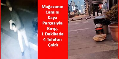 Kayseri’de Kaya Parçasıyla Camı Kırıp, Telefon Hırsızlığı Kamerada