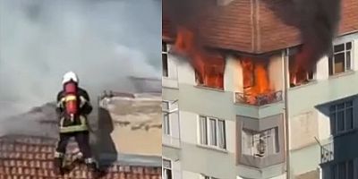 Kayseri’de3 Katlı Binanın Çatısında Yangın Çıktı!