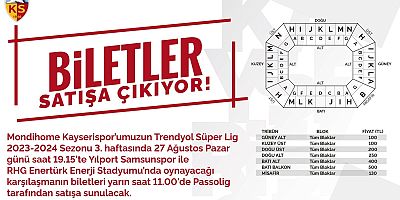 Kayserispor - Samsunspor Maç Bileti Bugün Satışa Çıkacak