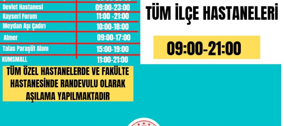 kayseri de bugunku randevusuz asi merkezleri aciklandi haberler saglik