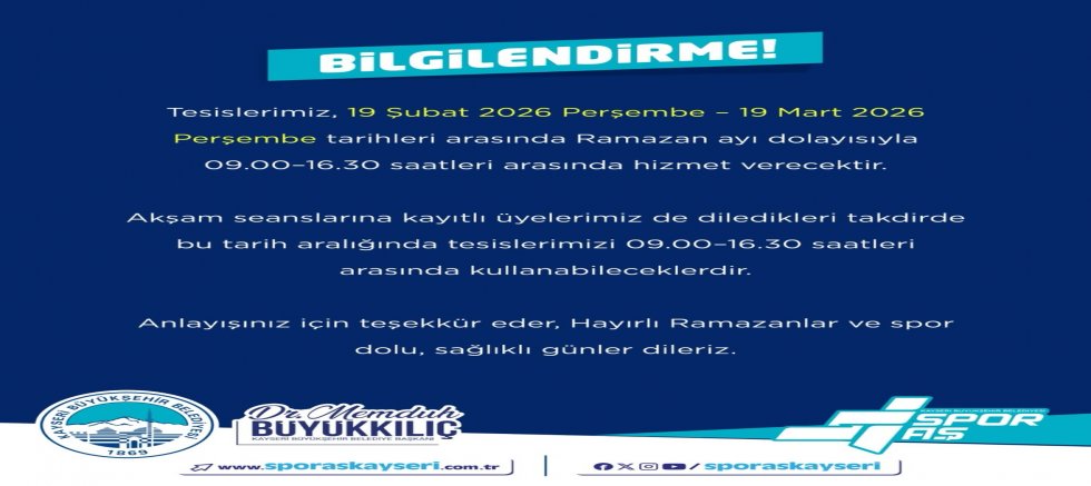 Kayseri Büyükşehir’in Spor Tesislerinde Ramazan Düzenlemesi
