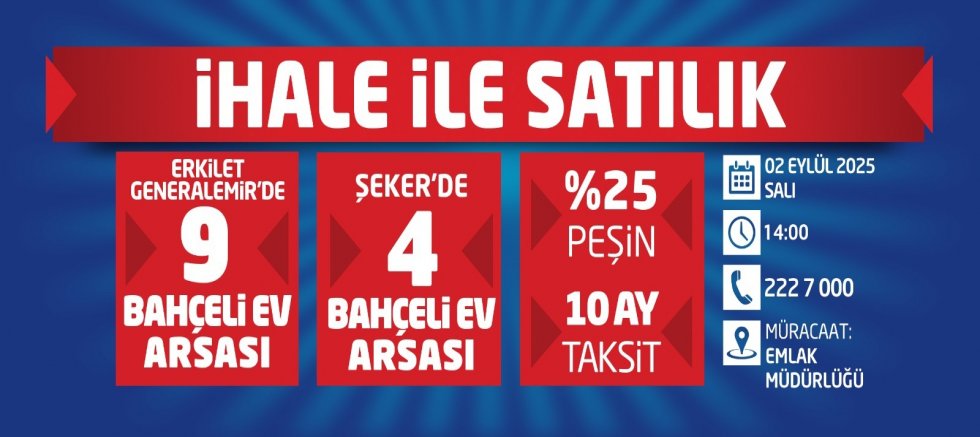 Kocasinan’da Bahçeli ev Arsaları İhaleyle Satışa Çıkıyor