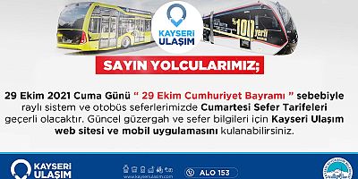 29 Ekim’de Toplu Ulaşımda Tarife Değişikliği