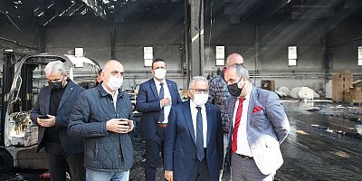 Başkan Büyükkılıç, Yangın Çıkan Fabrikada İncelemelerde Bulundu