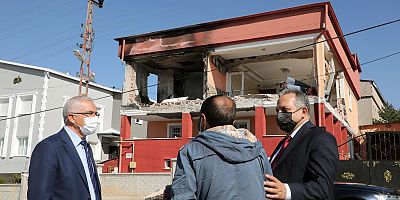 Başkan Yalçın ve Kaymakam Dönmez'den Taziye ve İnceleme Ziyareti