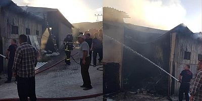 Çıkan Yangında Yem Deposu Kül Oldu