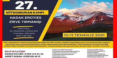 Erciyes Sütdonduran Kampı'nın Programı Belli Oldu