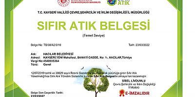 Hacılar Belediyesi Sıfır Atık Belgesini Aldı