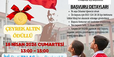 İYİ Parti Talas İlçe Başkanlığı’ndan İstiklal Marşı Okuma Yarışması: Birinciye Çeyrek Altın
