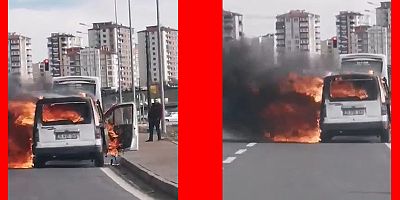 Kayseri Çevreyolunda Araç Cayır Cayır Yandı!