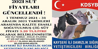 Kayseri’de 2021 Çiğ Süt Alım Fiyatları Açıklandı