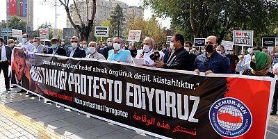 Kayseri'de, Fransa Cumhurbaşkanı Macron Protesto Edildi
