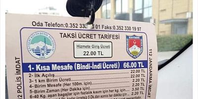 Kayseri'de Hizmet Gösteren Taksici Tarife Fiyatlarına İsyan Etti
