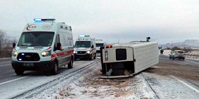 Kayseri'de İşçi Servisi Devrildi: 10 Yaralı