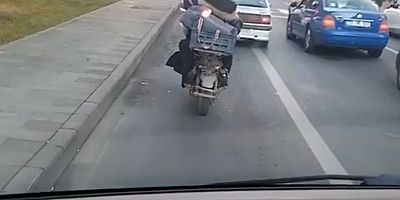 Kayseri’de Motosiklette Tehlikeli Yolculuk