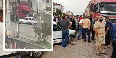 Kayseri’de TIR İle Otomobilin Çarpıştığı Kaza Güvenlik Kamerasında