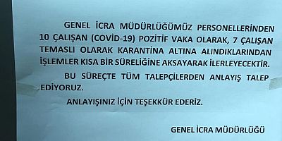 Kayseri Genel İcra Müdürlüğü Çalışanları da Karantinada