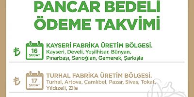 Kayseri Şeker 2025–2026 Pancar Bedeli Ödeme Takvimini Açıkladı