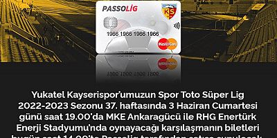 Kayserispor - Ankaragücü Maç Biletleri Satışa Çıktı