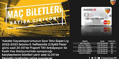 Kayserispor – Antalyaspor Maç Biletleri Yarın Satışa Çıkacak