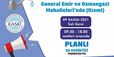 Kocasinan’da Su Kesintisi Yaşanacak