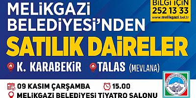 Melikgazi Belediyesi'nin 17 Adet Dairesi İhale İle Satılacak