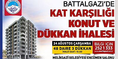 Melikgazi’den Battalgazi'de Kat Karşılığı Konut ve Dükkân İhalesi