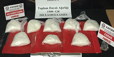 NARKOTİM, 1.5 kilo metamfetamin yakaladı