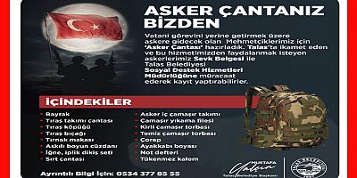 Talas Belediyesi’nden Askerlere Çanta