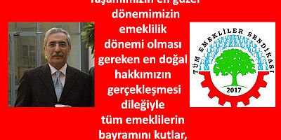 Tüm Emekliler Sendikası Kayseri Temsilciliğinden Bayram Mesajı