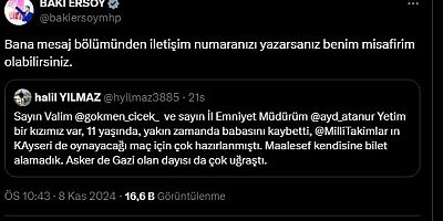 Vekil Ersoy'dan Küçük Çocuğa Milli Maç Jesti