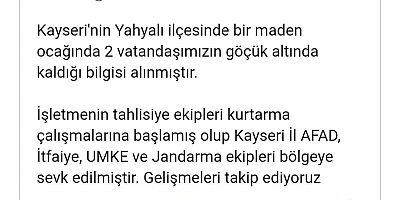 Yahyalı’da göçük: 1 Ölü, 1 Yaralı!