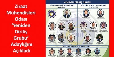 Ziraat Mühendisleri Odası ‘Yeniden Diriliş Grubu' Adaylığını Açıkladı